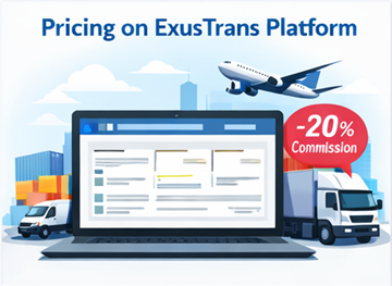 ExusTrans-Preisübersicht im Dashboard mit Express-, Festpreis- und Distributions-Optionen sowie 20-Prozent-Provisionssystem